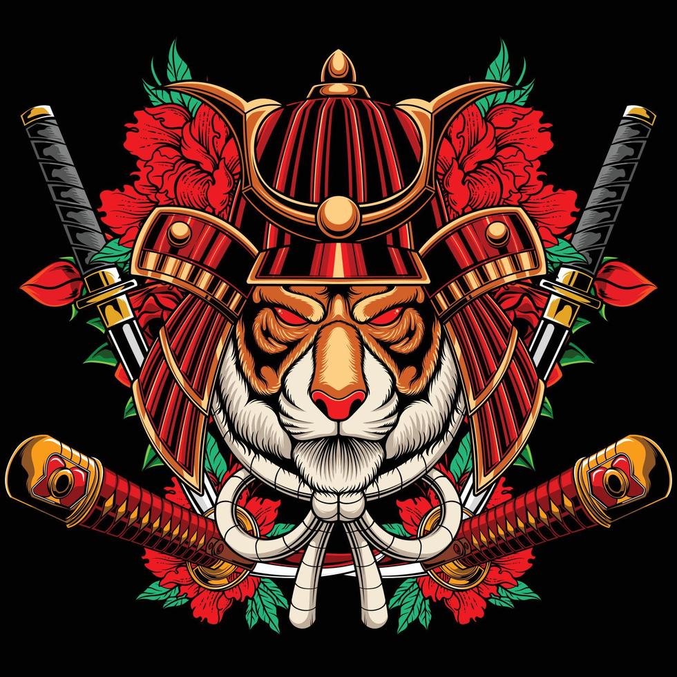 ilustración vectorial de tigre samurai vector