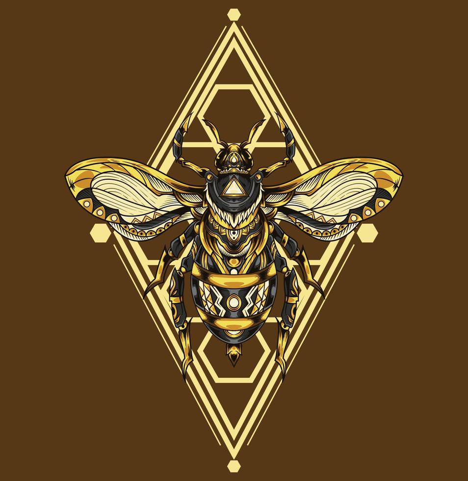 ilustración vectorial de ornamento de abeja vector