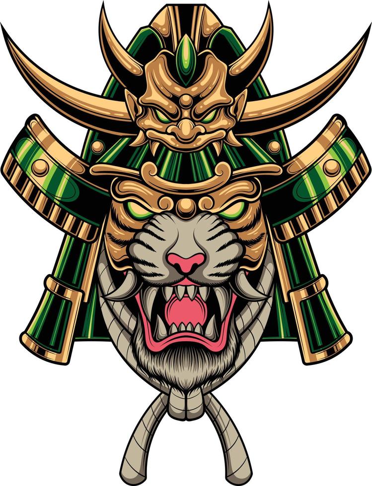 Vector illustration of japanese tiger samurai