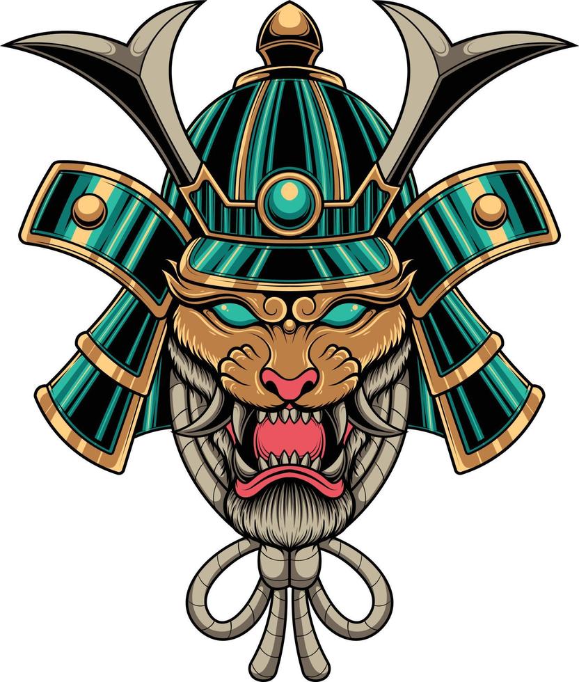 Vector illustration of japanese tiger samurai