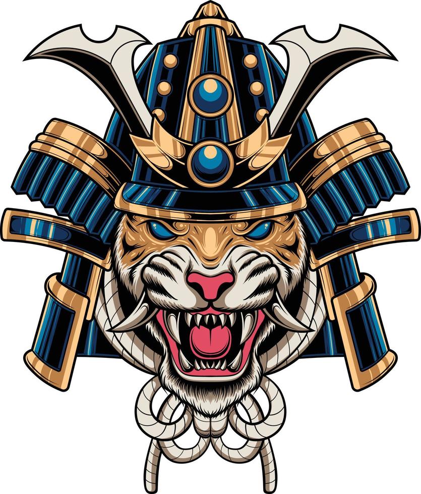 Vector illustration of japanese tiger samurai