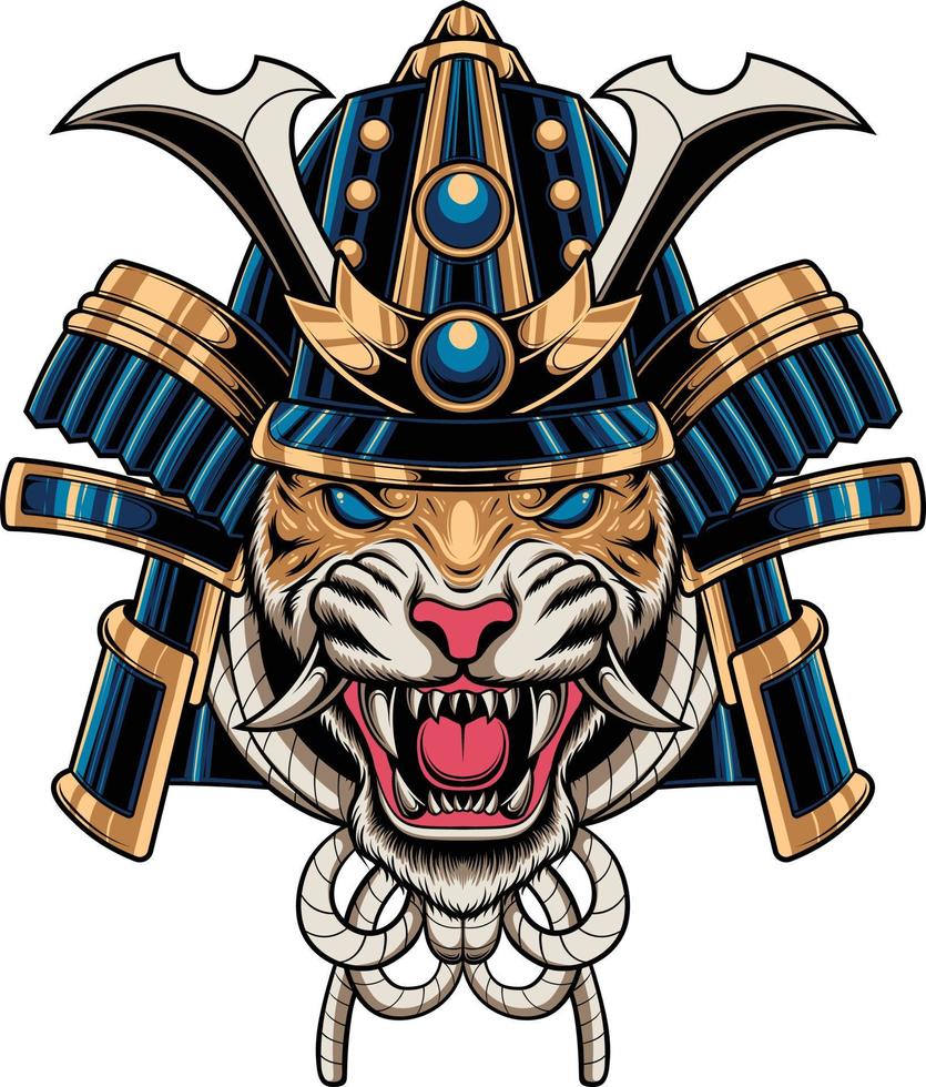 Vector illustration of japanese tiger samurai