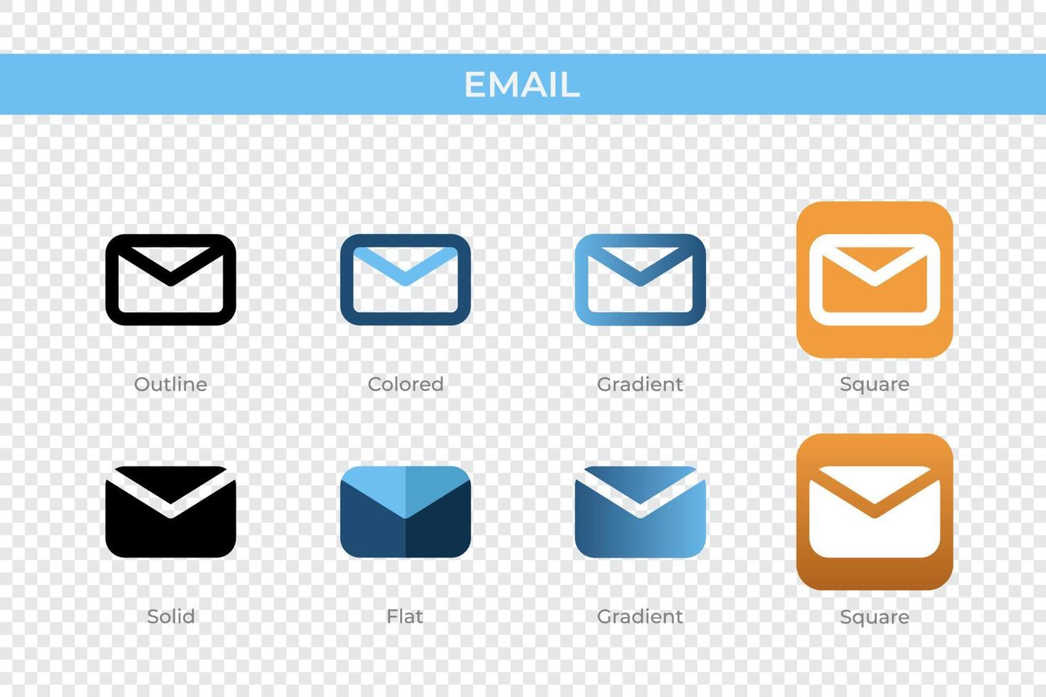 email icon in different style. email vector icons designed in outline, solid, colored, gradient, and flat style. Symbol, logo illustration. Vector illustration