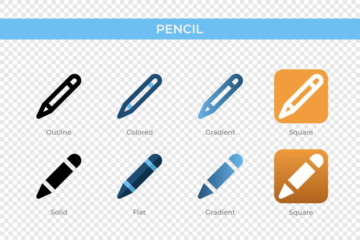 pencil icon in different style. pencil vector icons designed in outline, solid, colored, gradient, and flat style. Symbol, logo illustration. Vector illustration