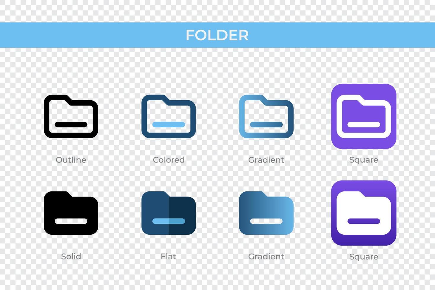 folder icon in different style. folder vector icons designed in outline, solid, colored, gradient, and flat style. Symbol, logo illustration. Vector illustration