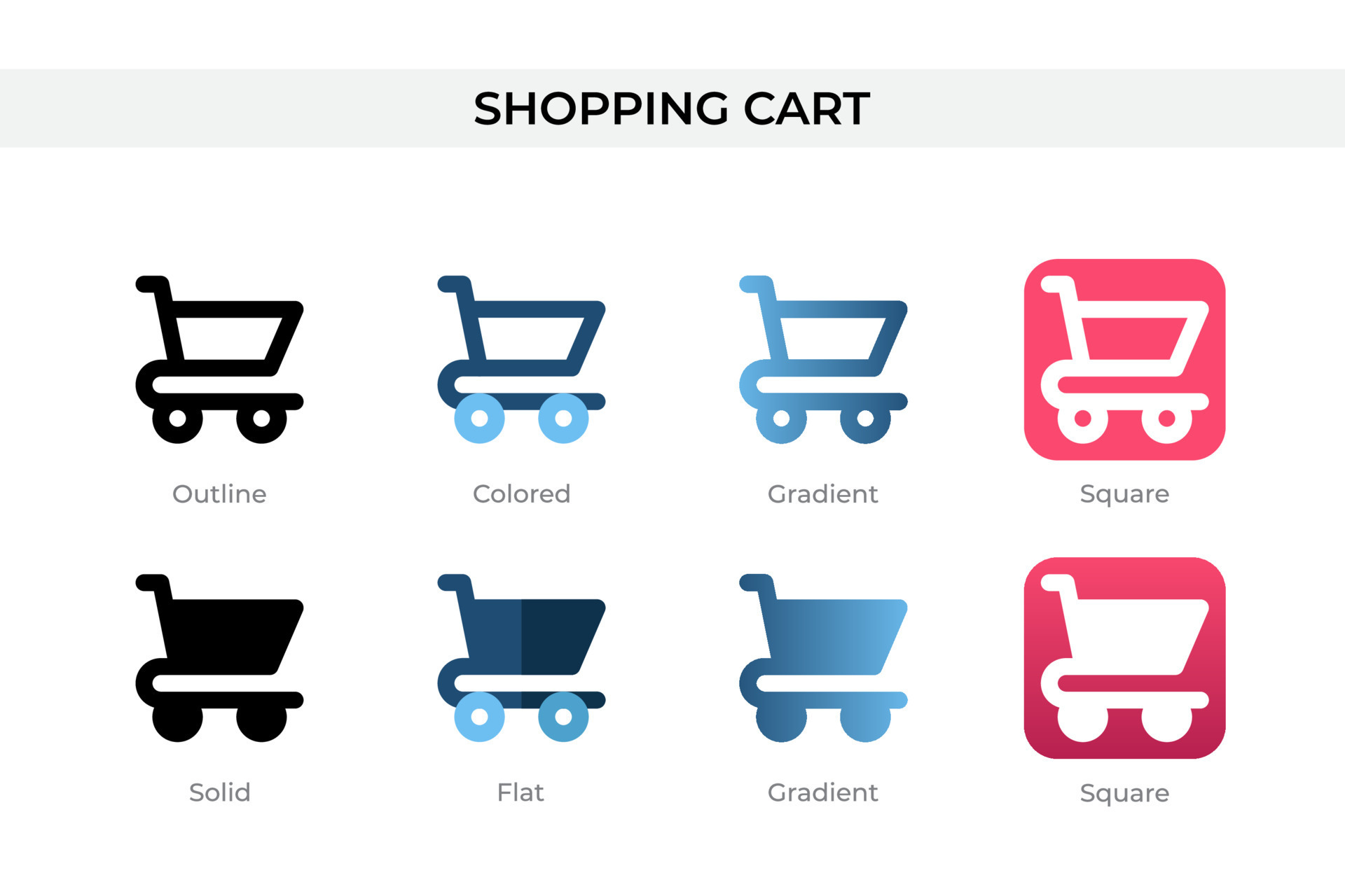 shopping cart icon in different style. shopping cart vector icons
