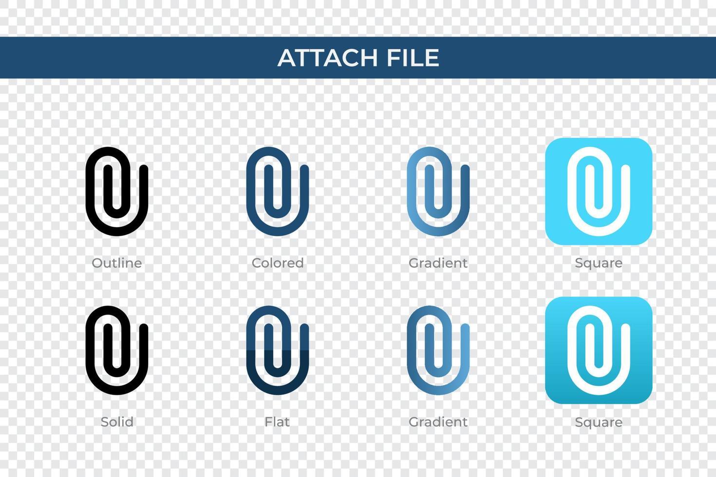 Attach File icon in different style. Attach File vector icons designed in outline, solid, colored, gradient, and flat style. Symbol, logo illustration. Vector illustration