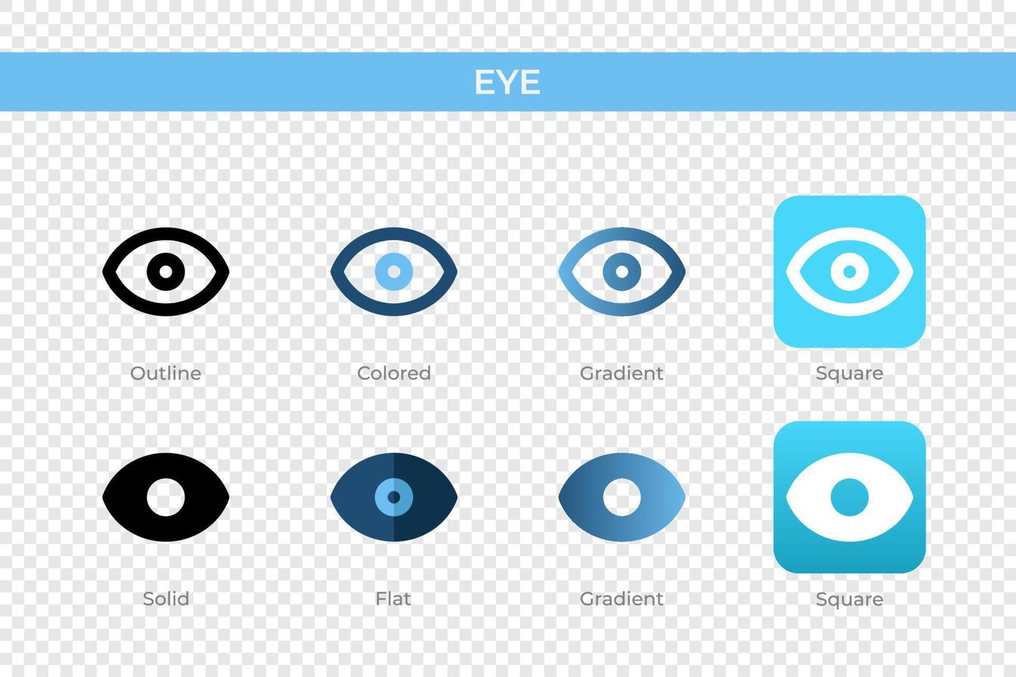 icono de ojo en un estilo diferente. iconos de vector de ojo diseñados en contorno, sólido, coloreado, degradado y estilo plano. símbolo, ilustración de logotipo. ilustración vectorial