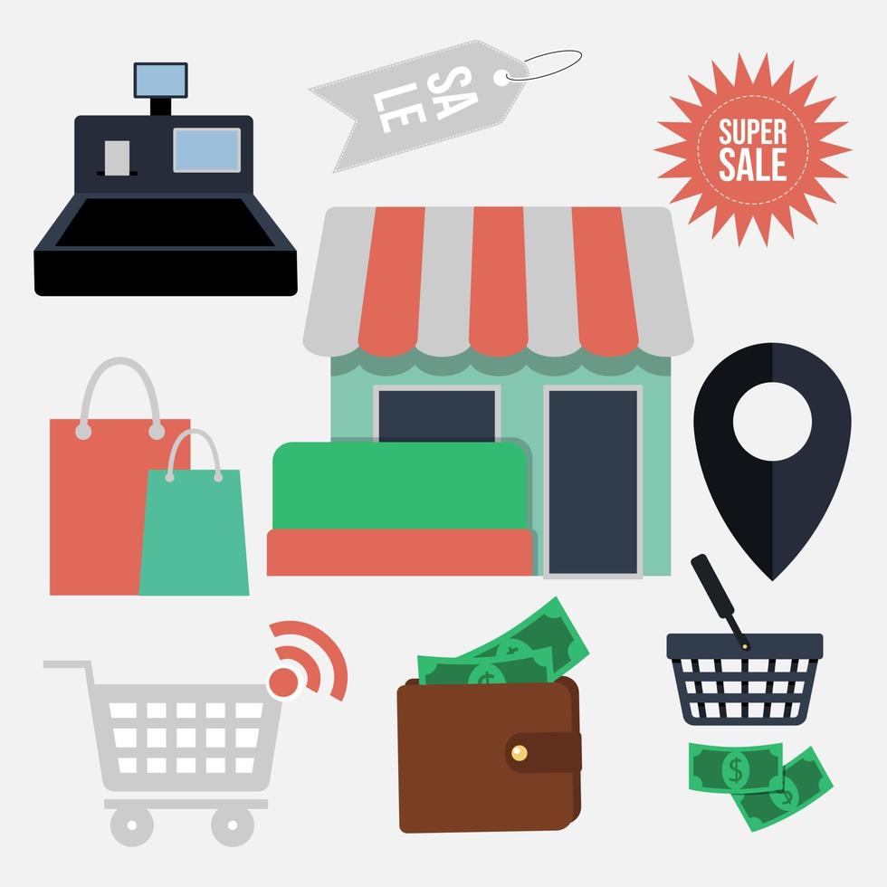 Flat shopping elements set vector image