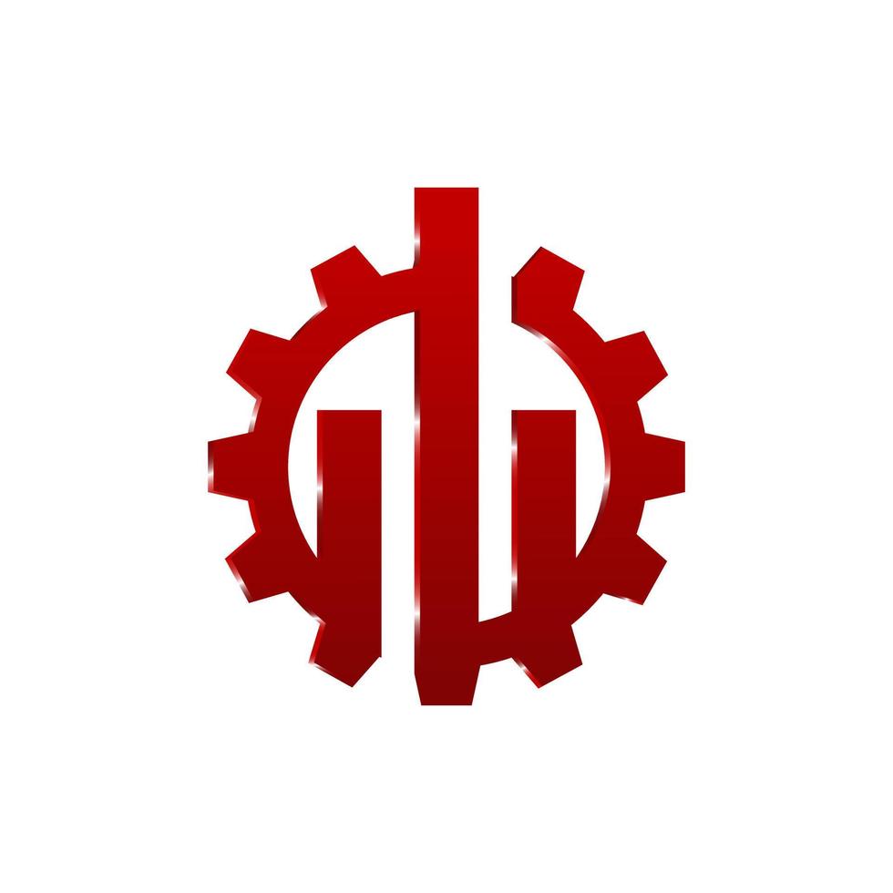 Logo with graph bar inside cog gear vector