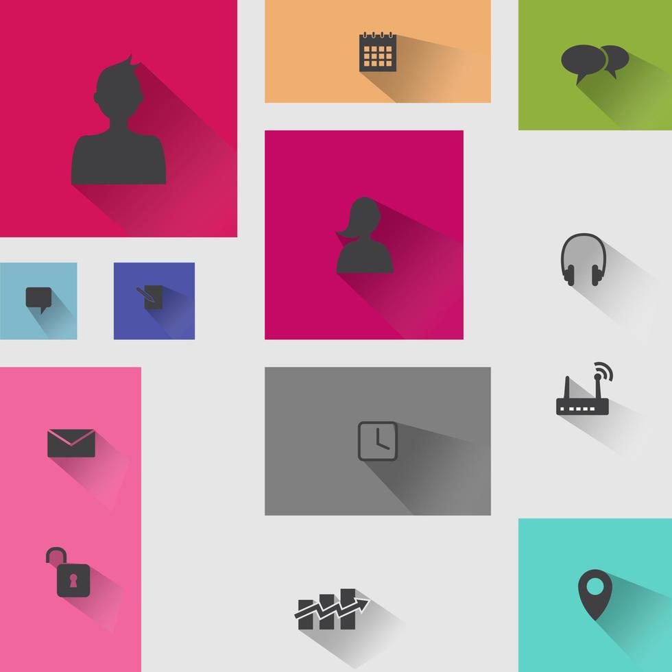 Set of web icons in modern flat design vector