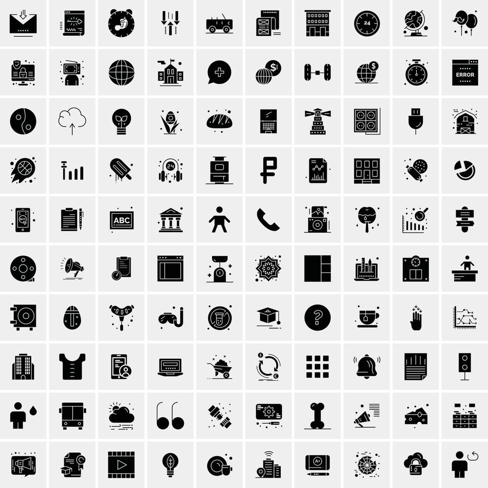 Set of 100 Universal Solid Icons vector