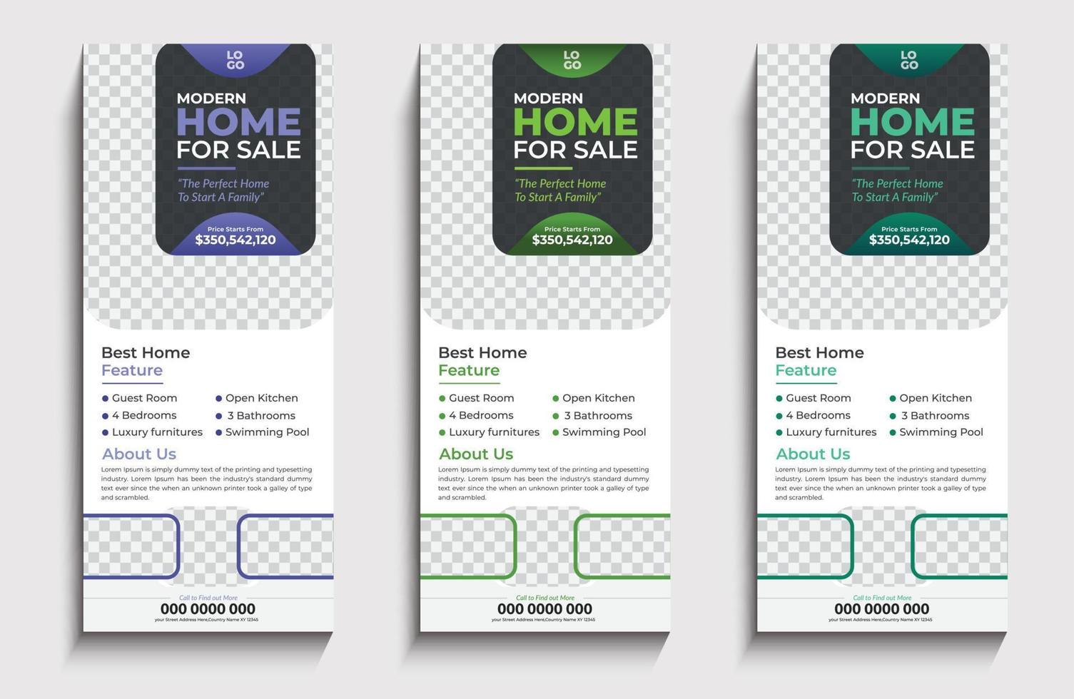 Real estate roll up banner template vector