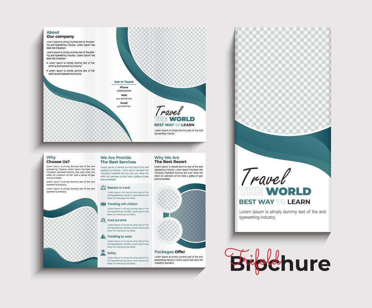 Travel agency trifold brochure design vector