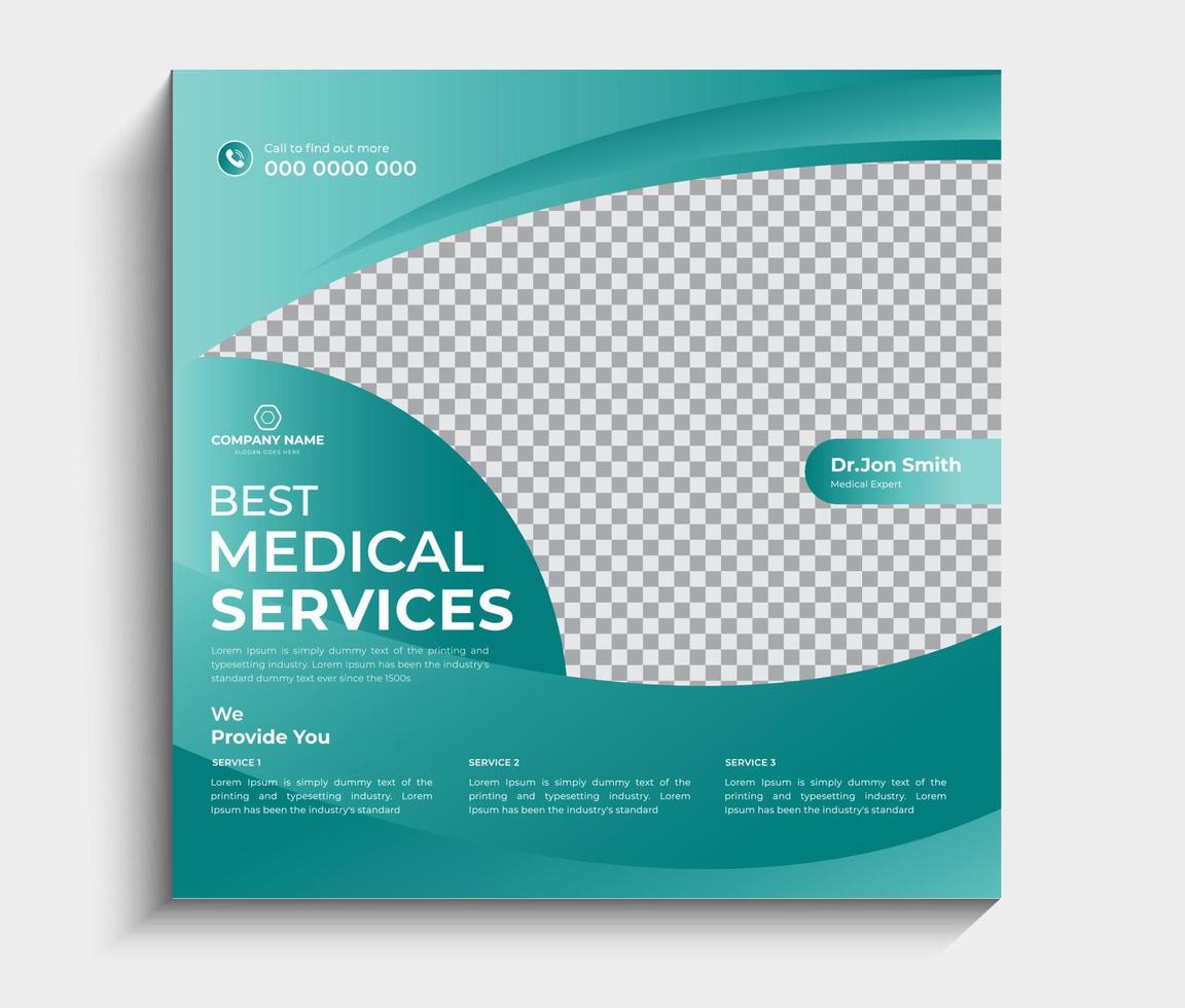 Healthcare Social media post template. Promotion square web banner vector
