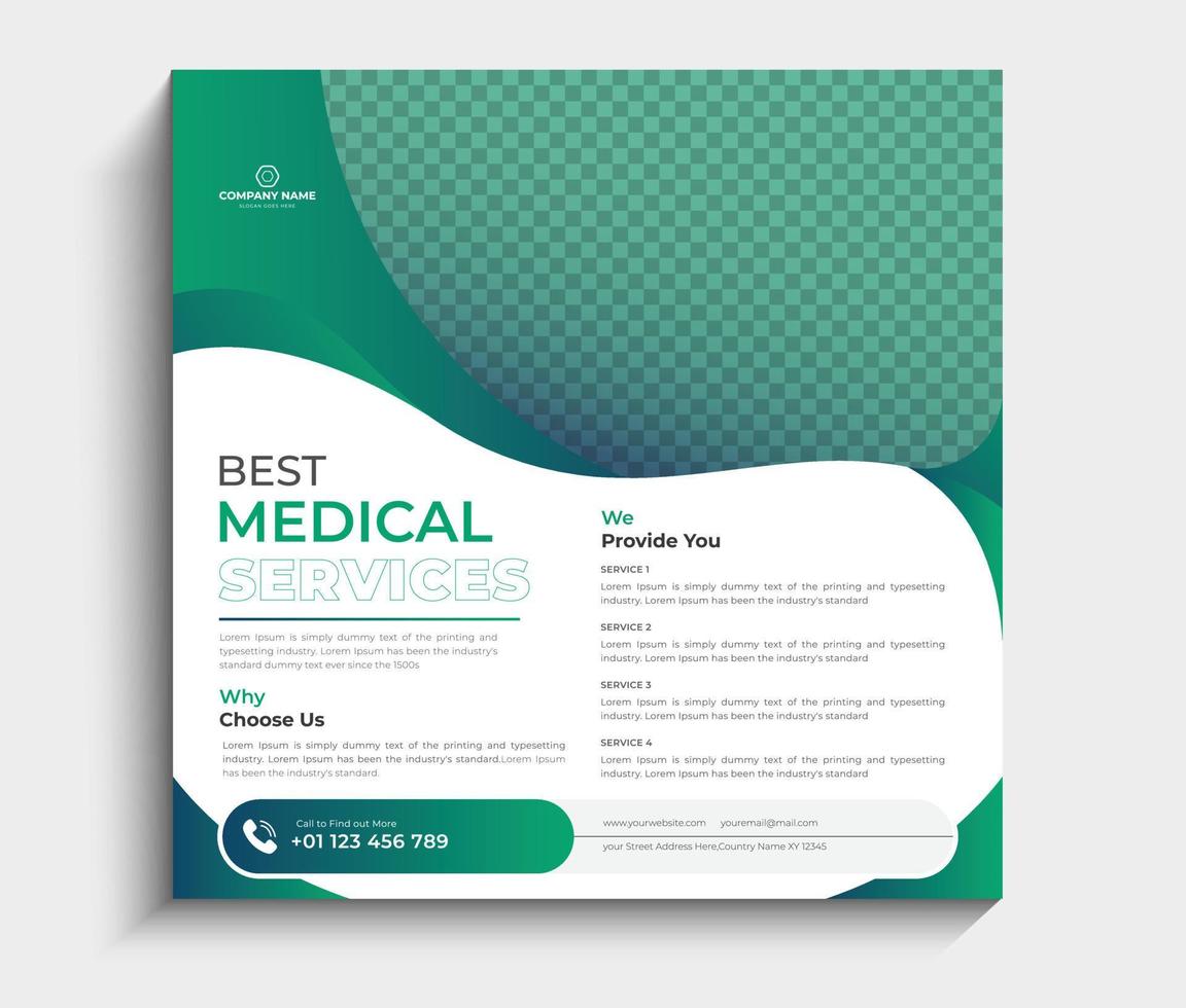 Healthcare Social media post template. Promotion square web banner vector