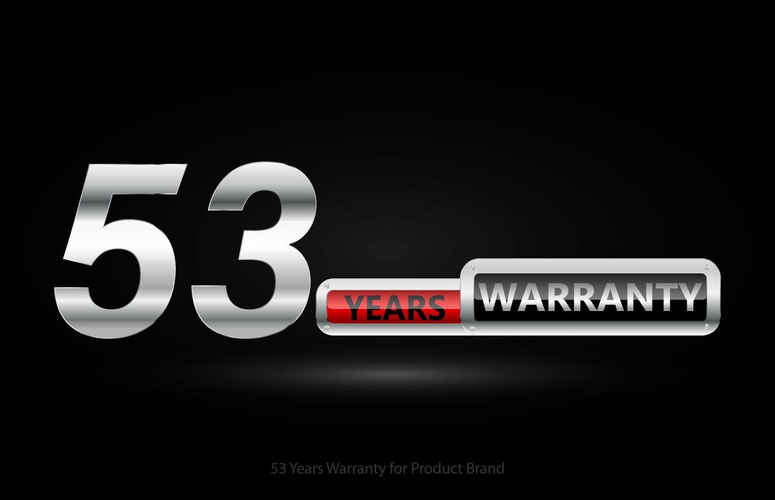 53 years warranty silver logo isolated on black background, vector design for product warranty, guarantee, service, corporate, and your business.