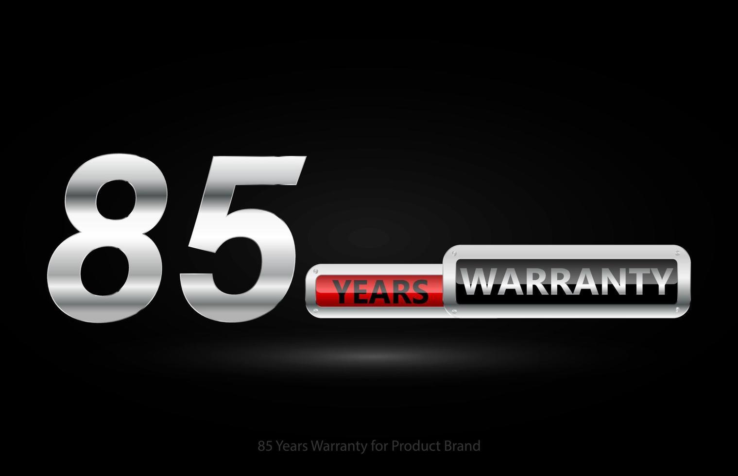 85 years warranty silver logo isolated on black background, vector design for product warranty, guarantee, service, corporate, and your business.