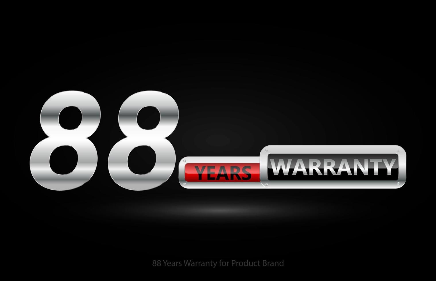 88 years warranty silver logo isolated on black background, vector design for product warranty, guarantee, service, corporate, and your business.
