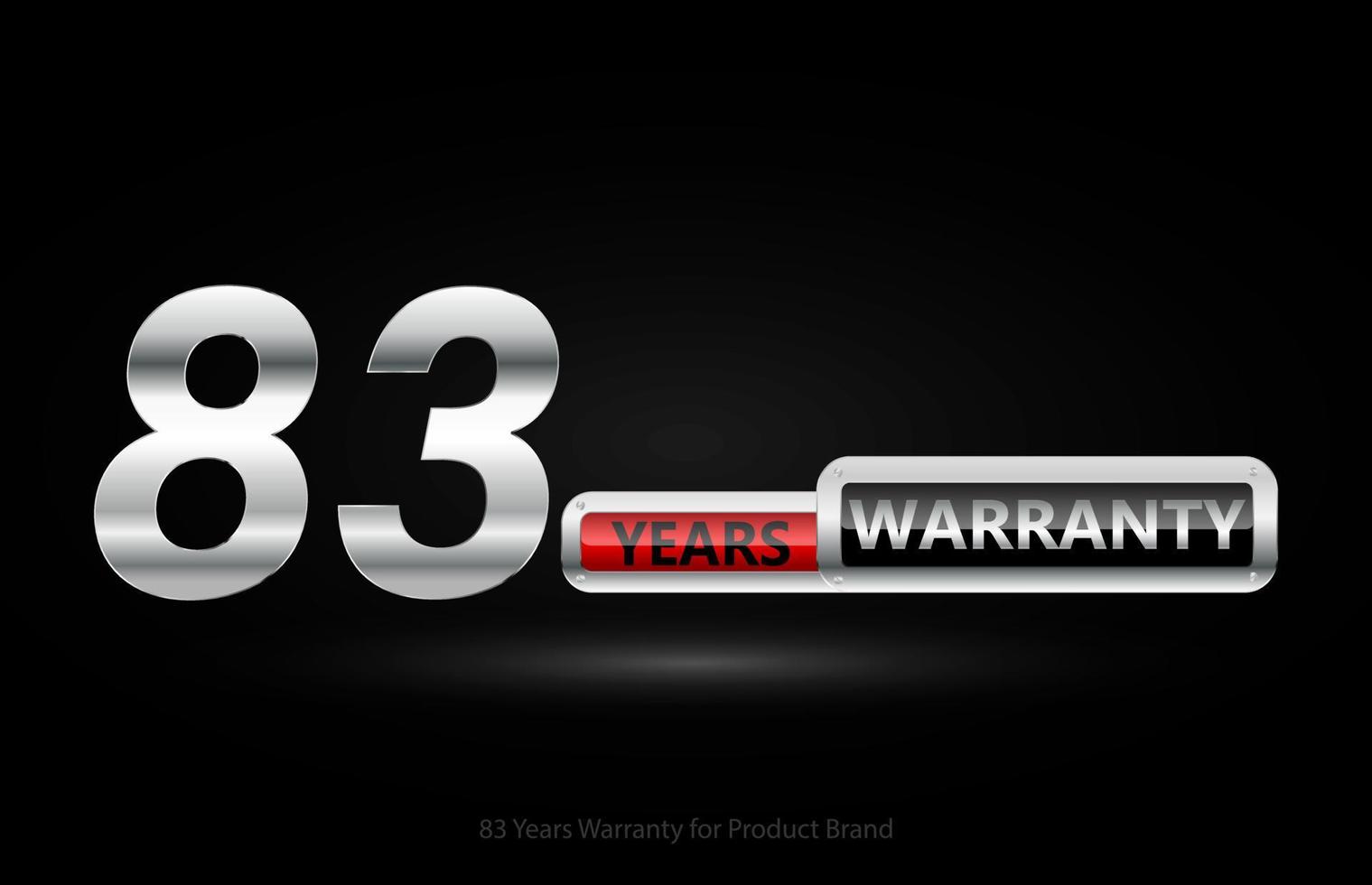 83 years warranty silver logo isolated on black background, vector design for product warranty, guarantee, service, corporate, and your business.