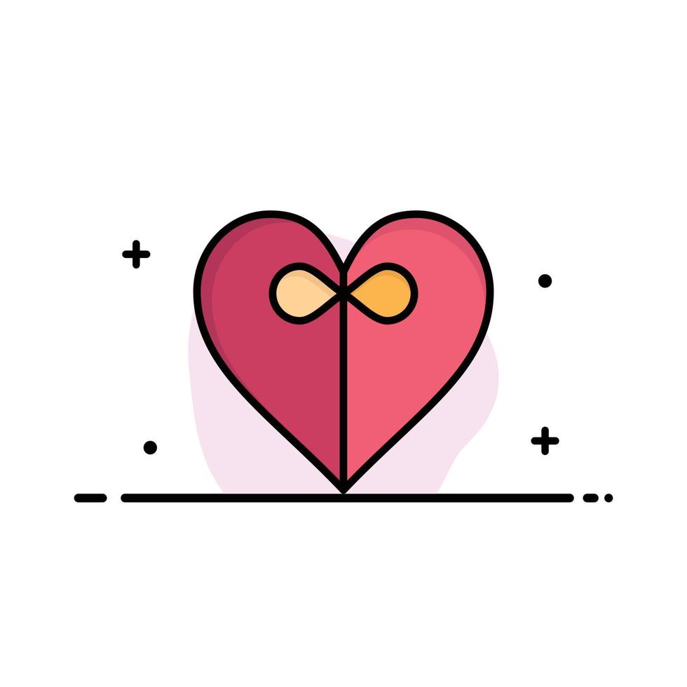 corazón regalo cinta empresa logotipo plantilla color plano vector