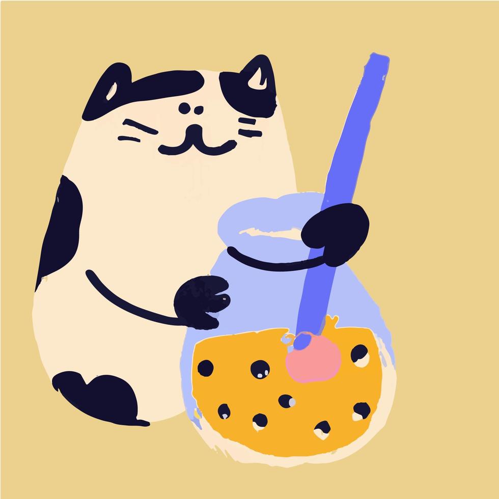 Bubble Tea Cat Set. Vector. vector