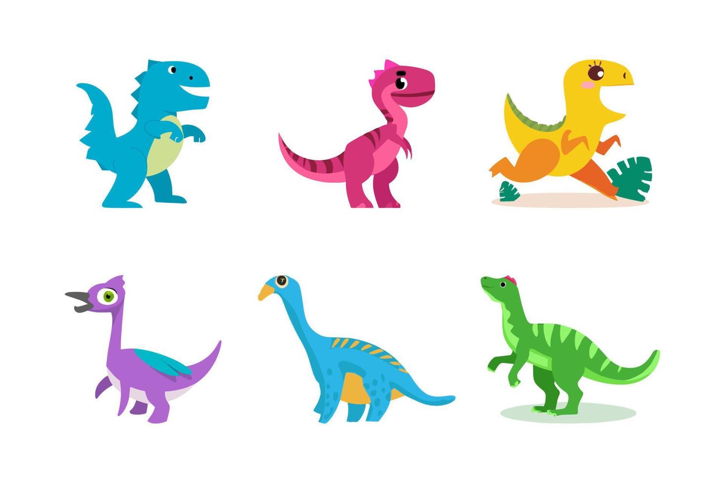 conjunto de dinosaurios de dibujos animados. colección de lindos íconos de dinosaurios. vector