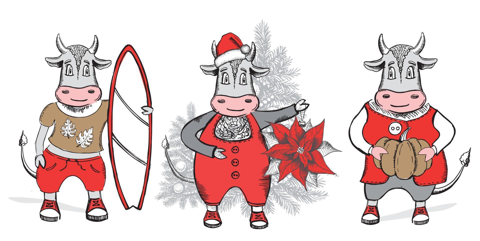 New year, Christmas illustration. Hand drawn vector. vector