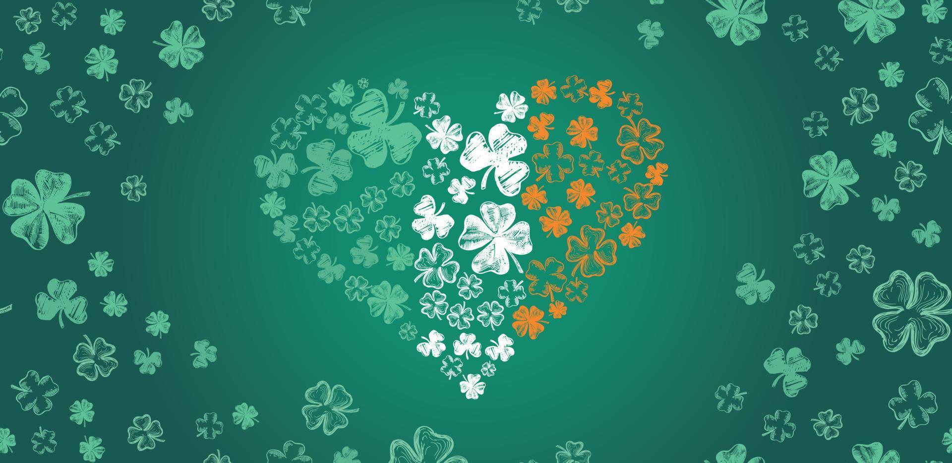 St. Patrick's Day. Sketch set clover. Hand drawn illustration. vector