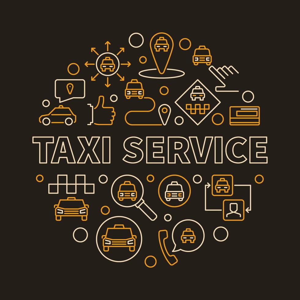 Taxi Service vector concept round linear illustration