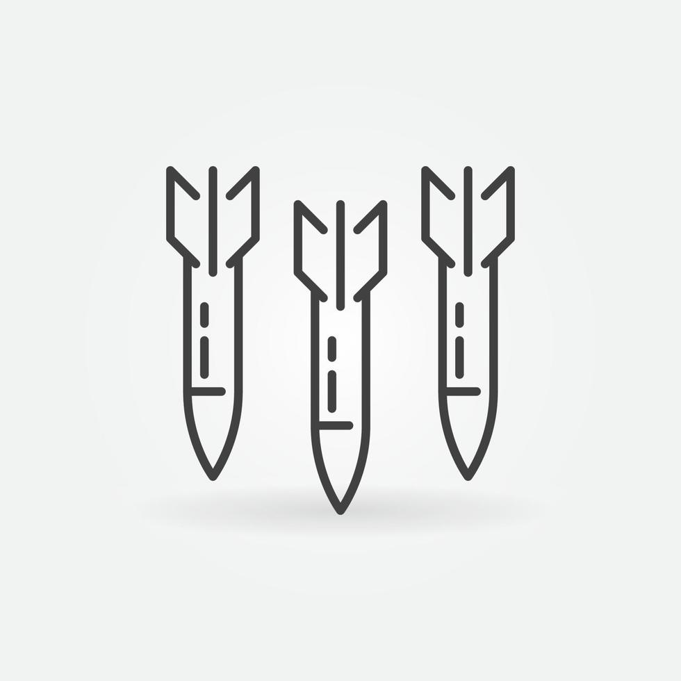 Three Missiles vector Air Strike concept outline icon