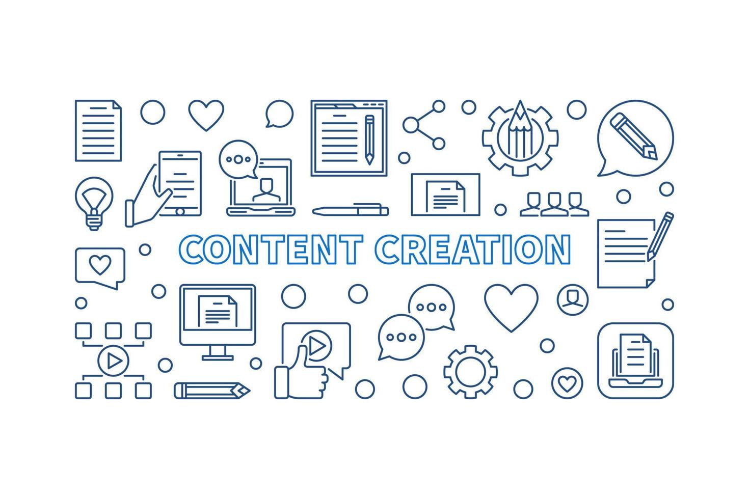 Content Creation vector concept outline horizontal banner