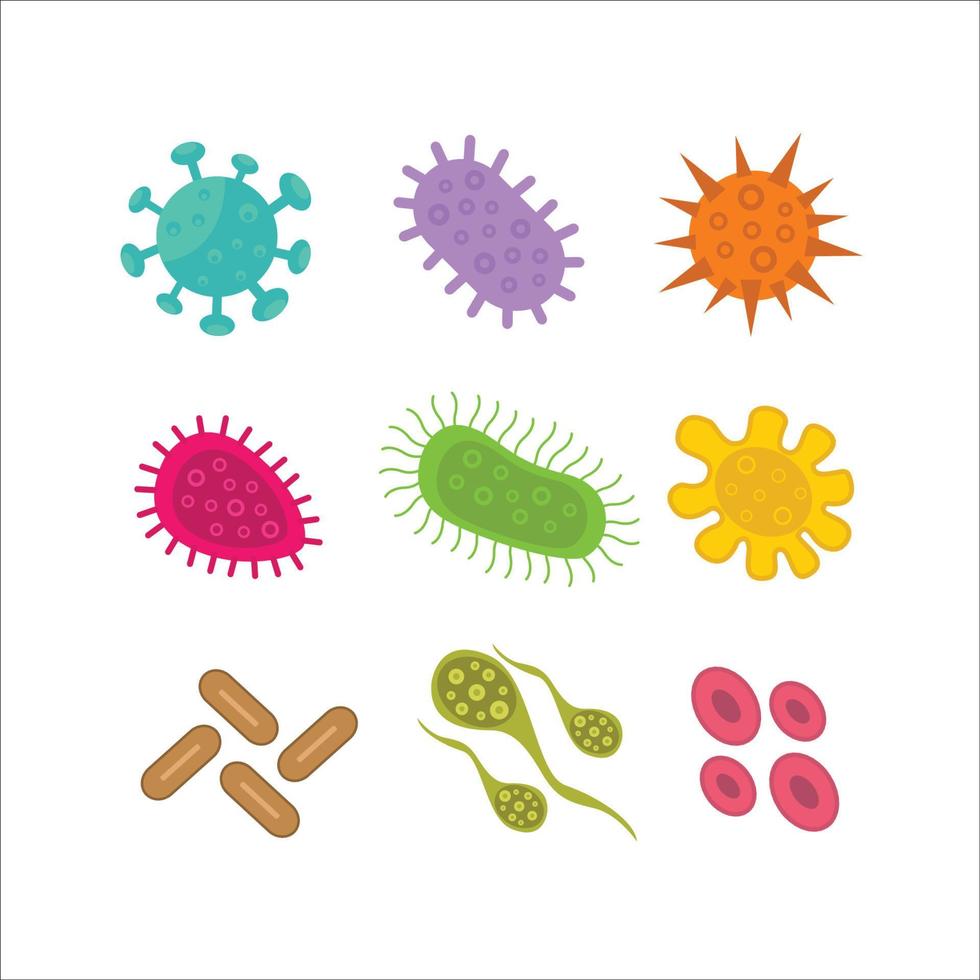 icono de ilustración de vector de bacterias de virus