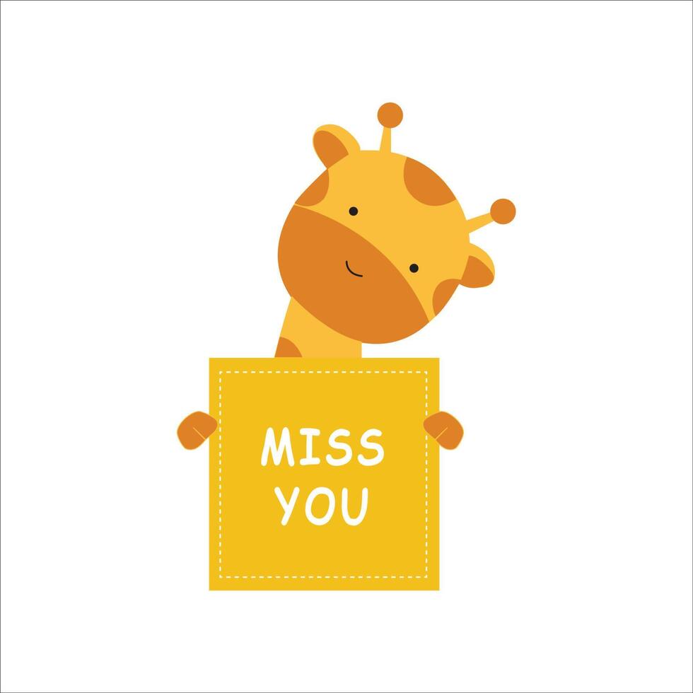 Giraffe holding text vector illustration set