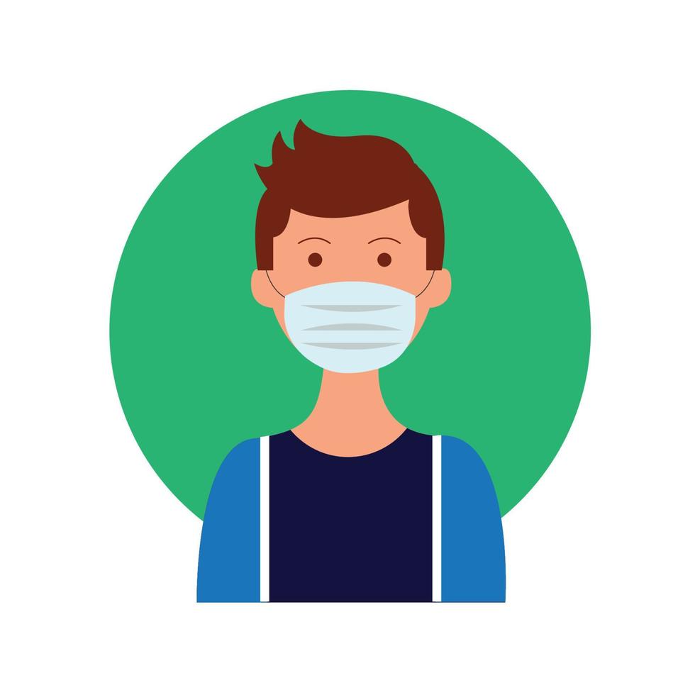 Boy wearing mask illustration vector