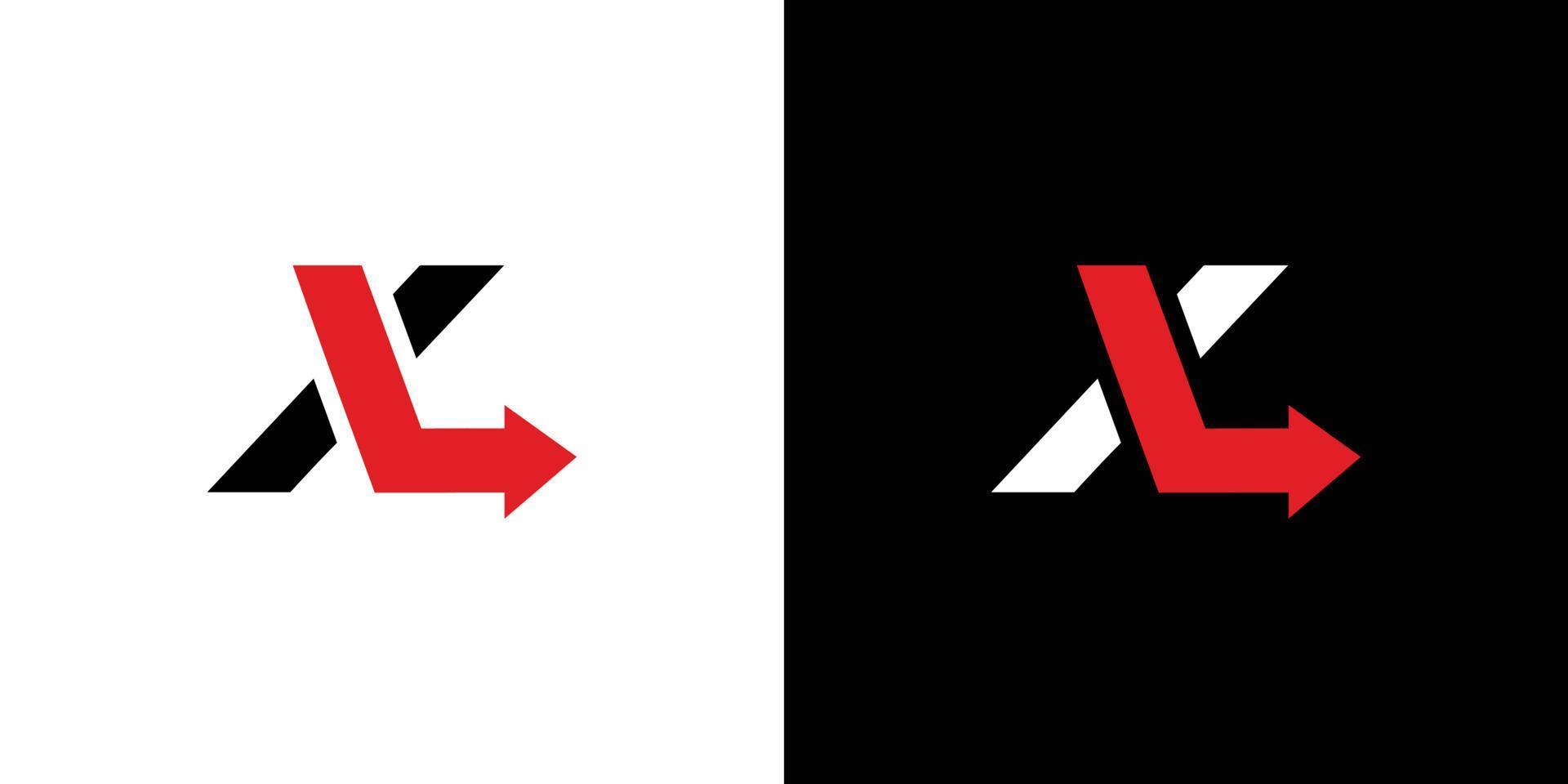 diseño del logotipo de las iniciales xl, combinación única y moderna de símbolos de dirección vector