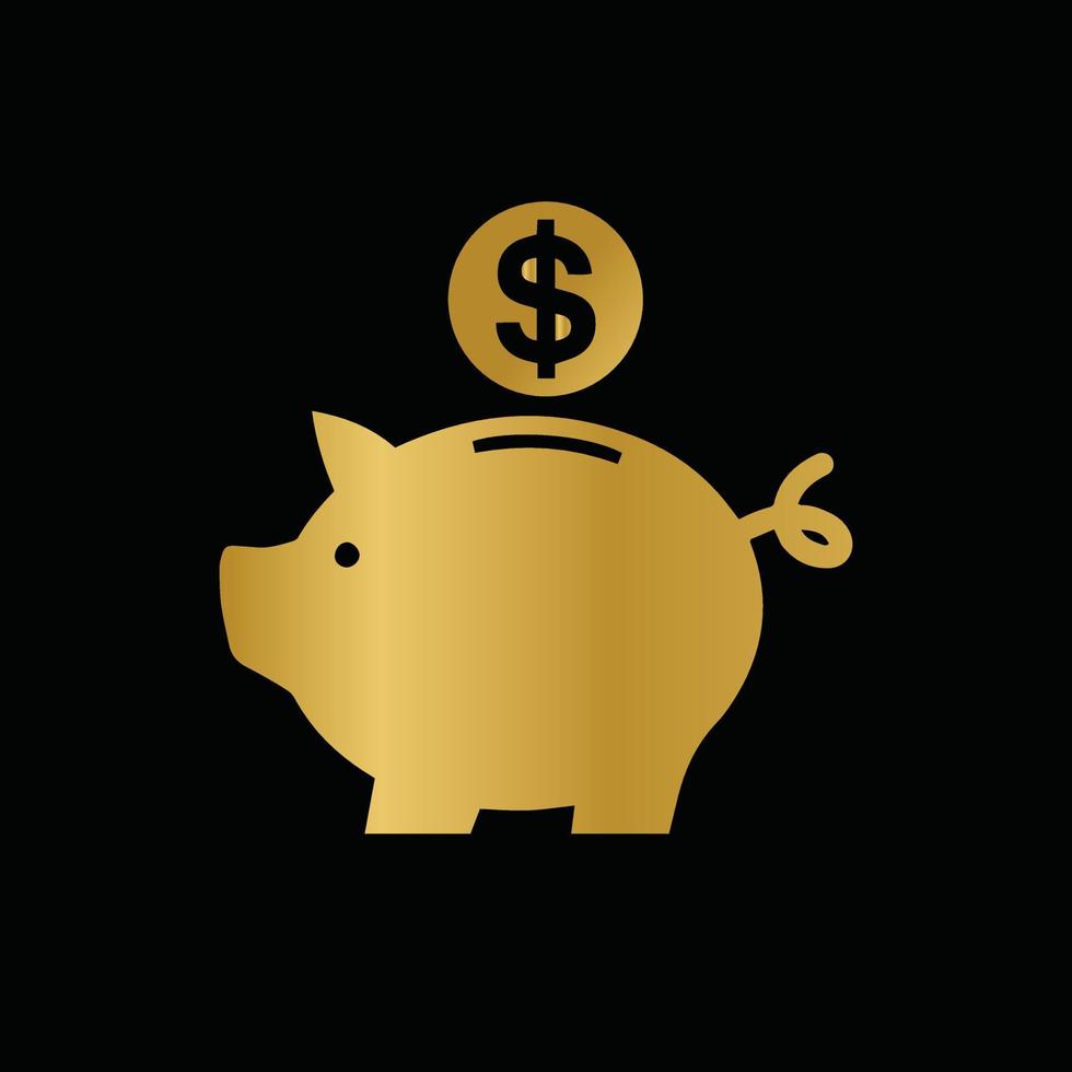 gold piggy bank icon vector design