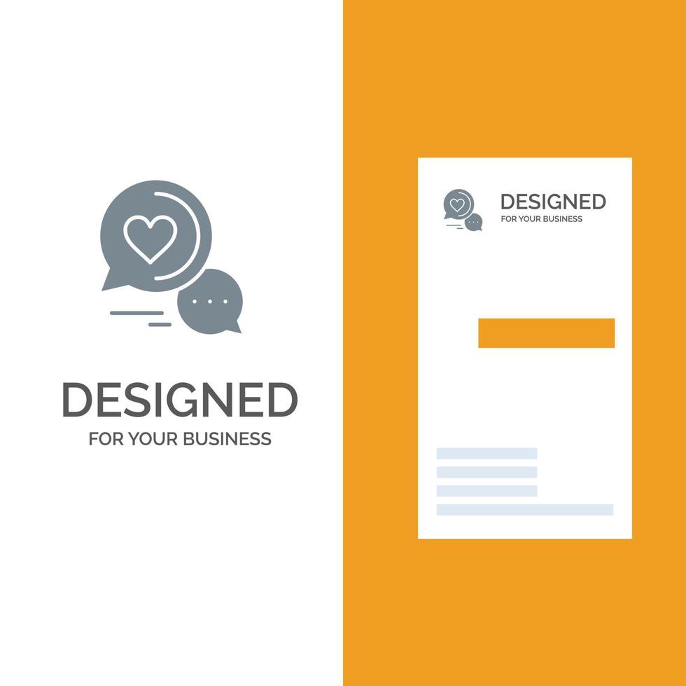 Chat Bubble Message Sms Romantic Chat Couple Chat Grey Logo Design and Business Card Template vector