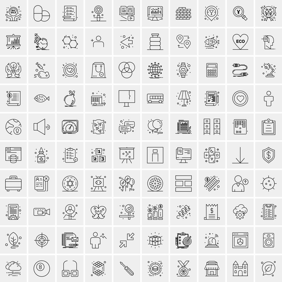 Set of 100 Creative Business Line Icons vector