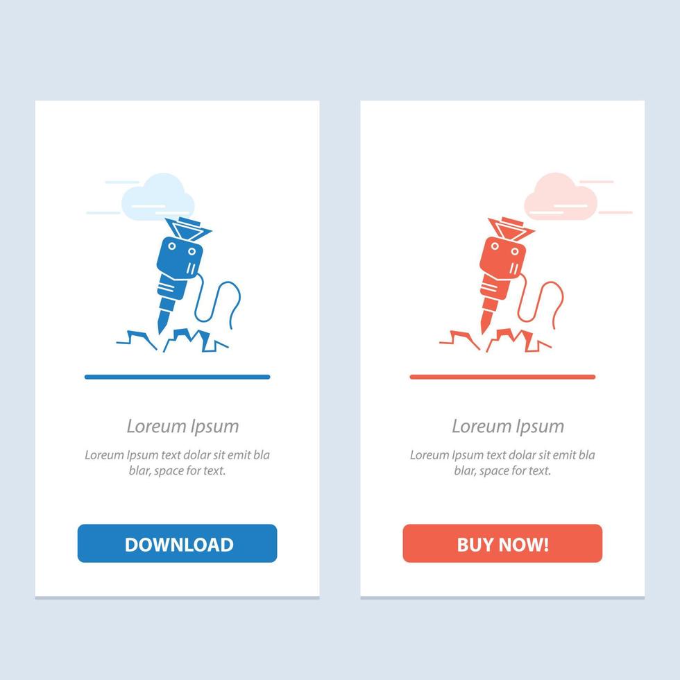 Drill Building Construction Repair Tool  Blue and Red Download and Buy Now web Widget Card Template vector
