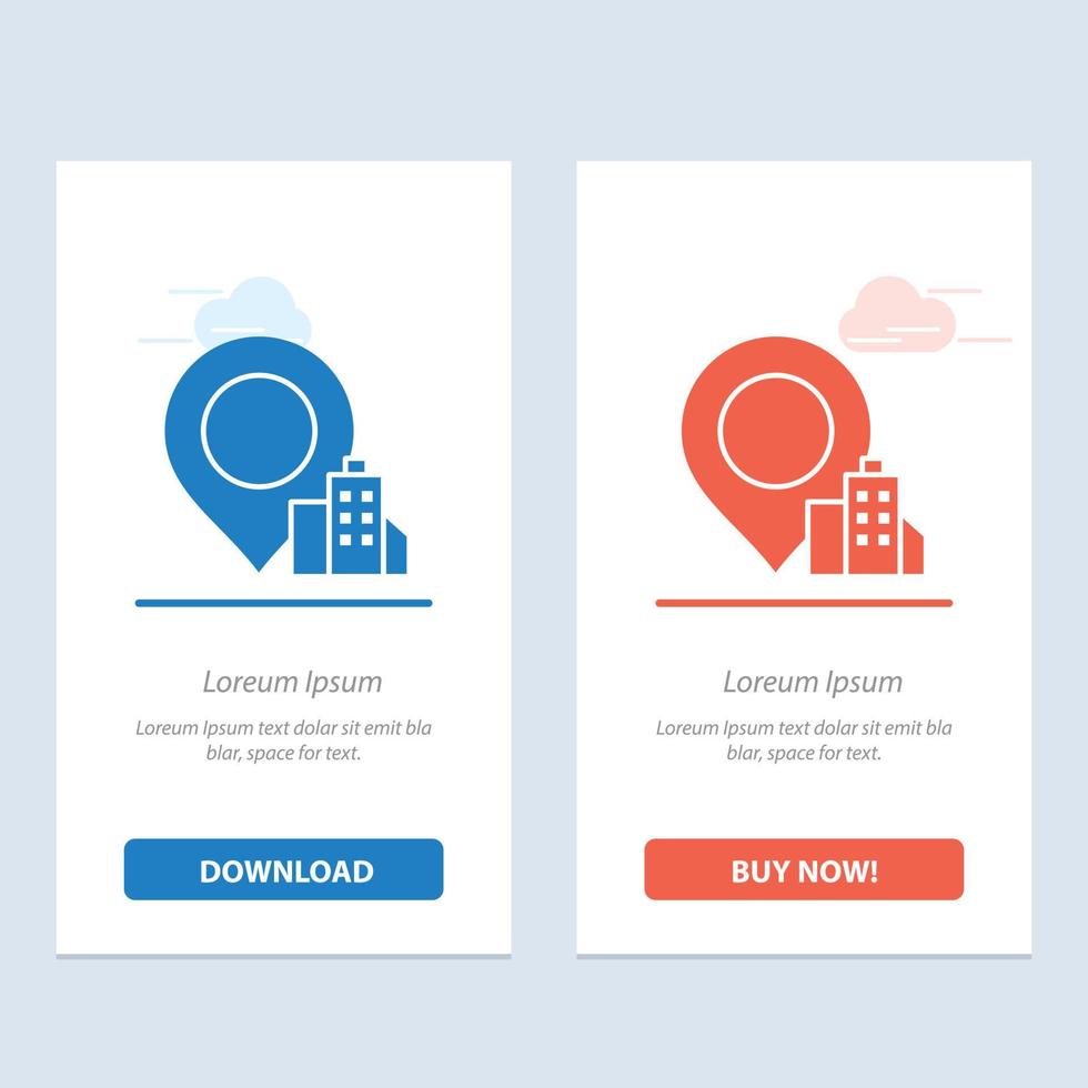 Location Building Hotel  Blue and Red Download and Buy Now web Widget Card Template vector
