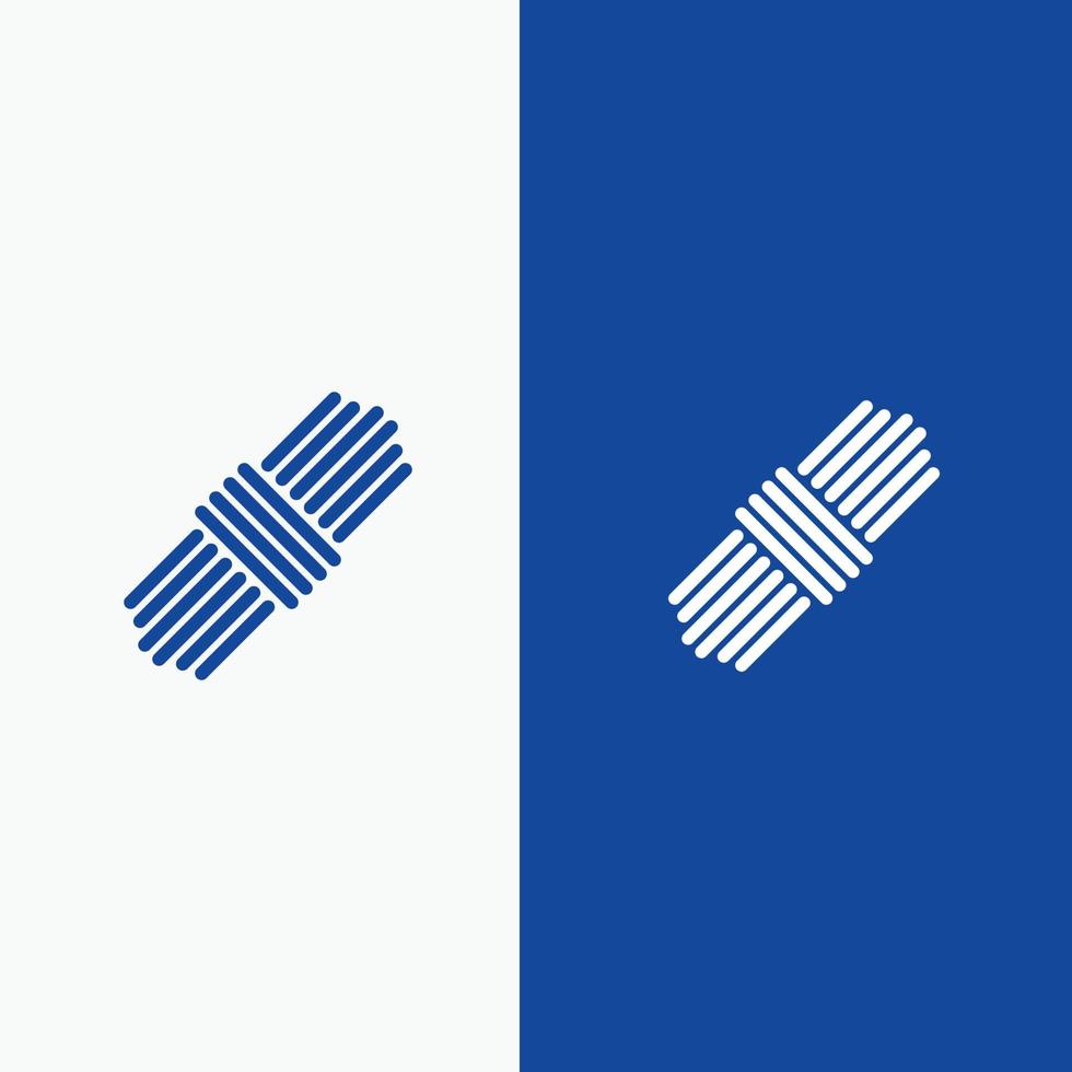 conjunto de cuerdas línea y glifo icono sólido banner azul vector