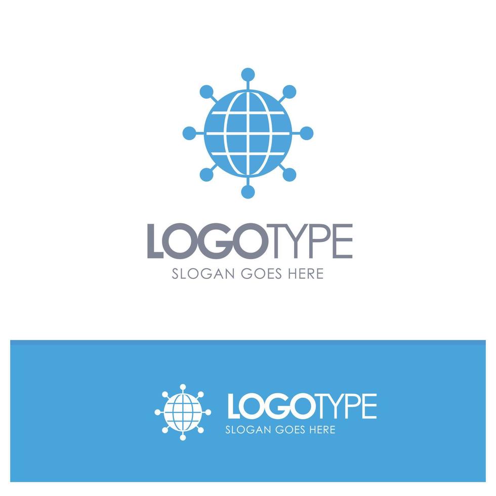 conexiones de negocios logotipo sólido azul moderno global con lugar para el eslogan vector