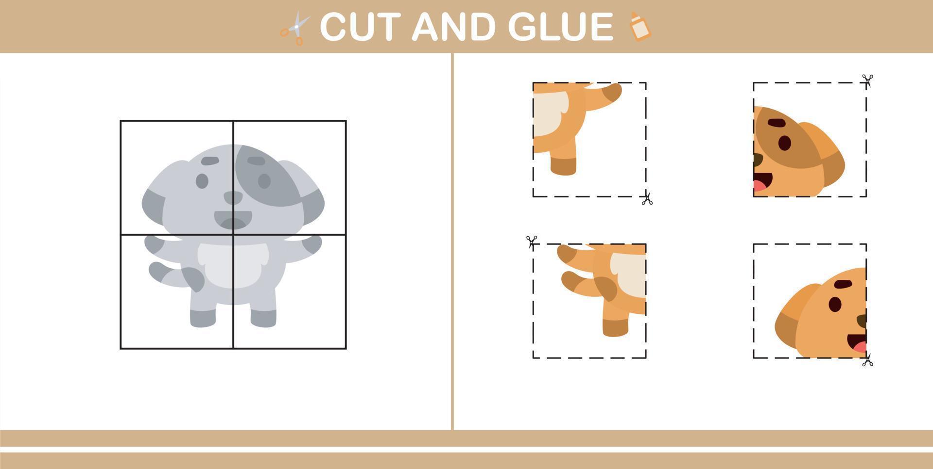 Cut and Glue of cute dog,education game for kids age 5 and 10 Year Old vector