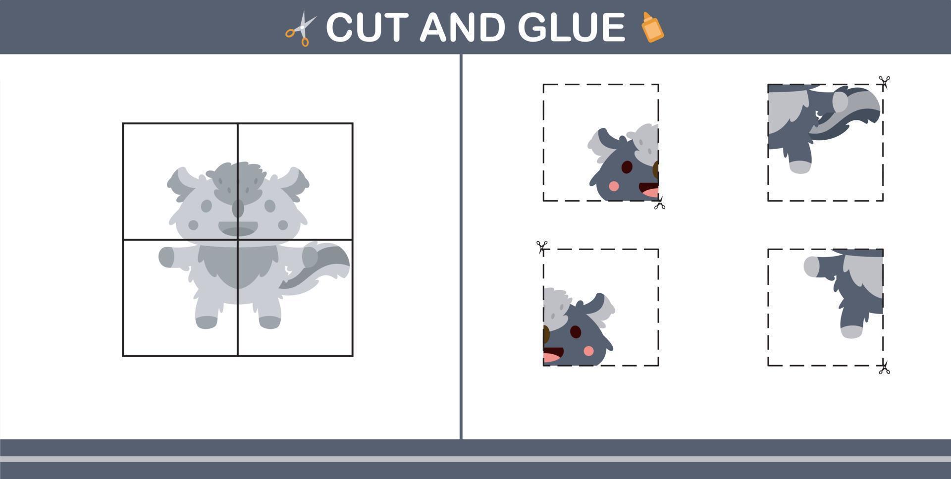 Cut and Glue of cute skunk,education game for kids age 5 and 10 Year Old vector