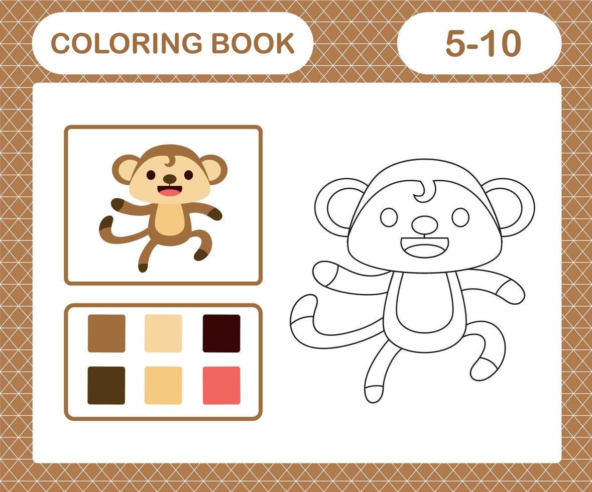 coloring page of cute monkey vector