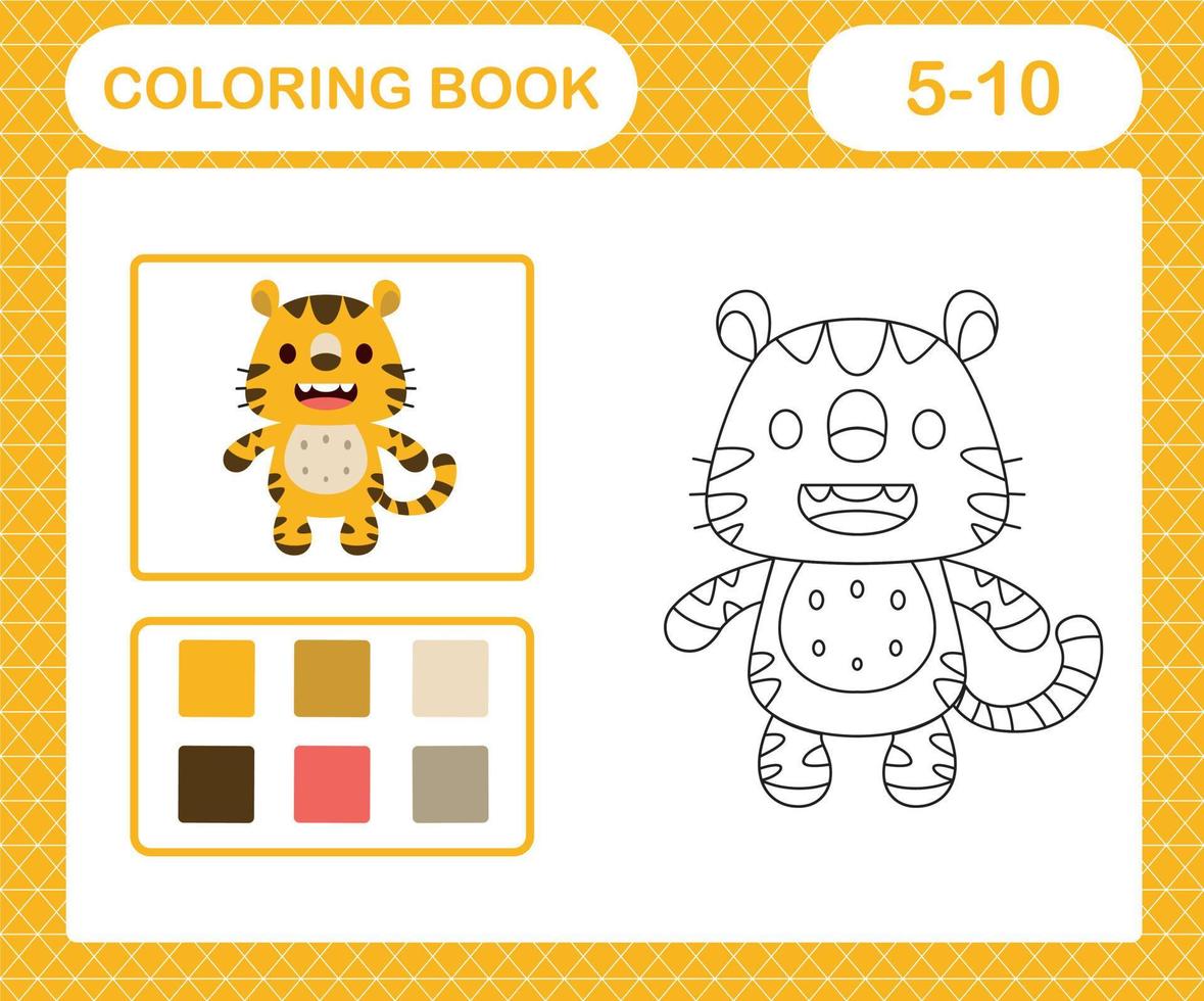 coloring page of cute tiger vector