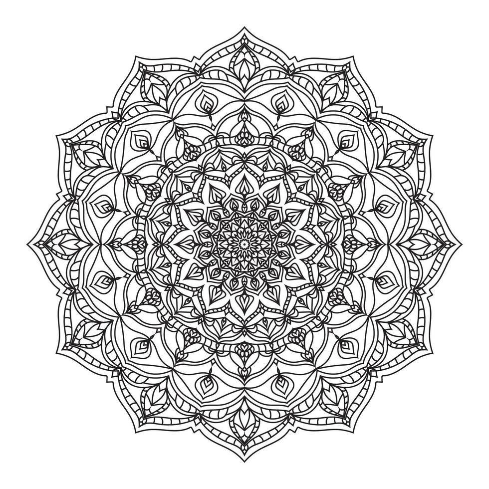 isolated outline mandala art therapy round decorative coloring book vector design element