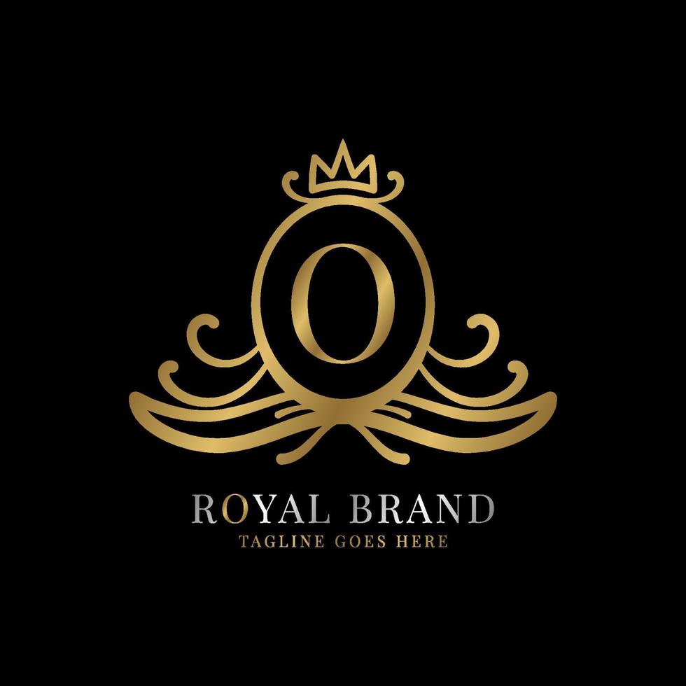 letter O royal crest vector logo design for vintage brand and beauty care initial