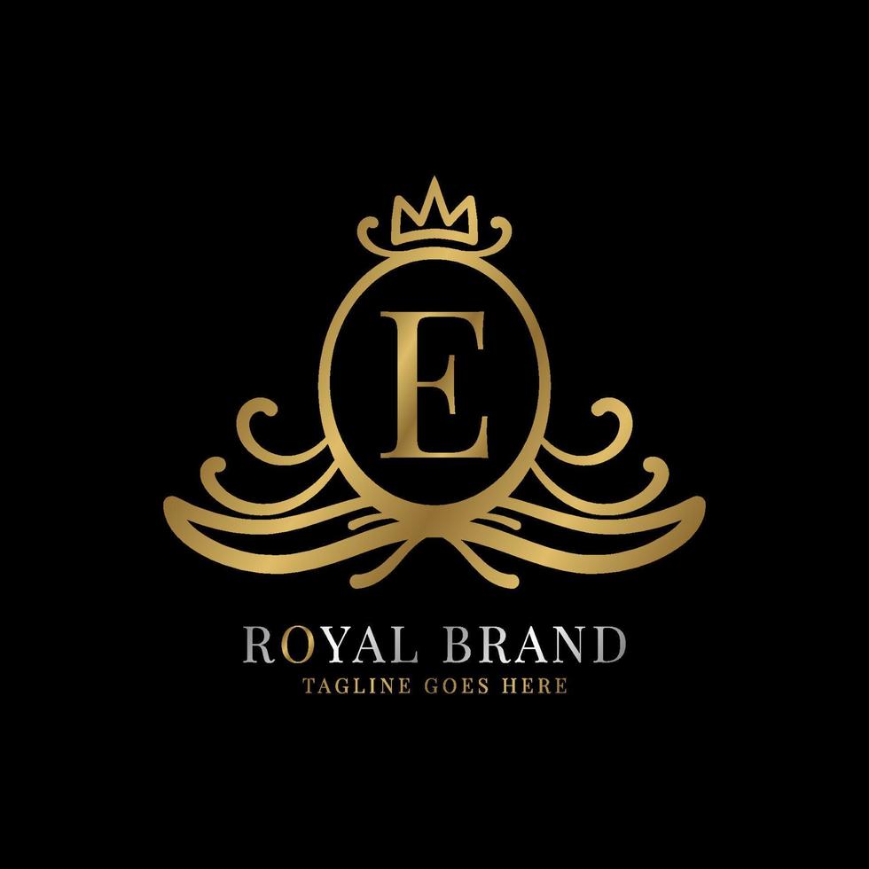 letter E royal crest vector logo design for vintage brand and beauty care initial